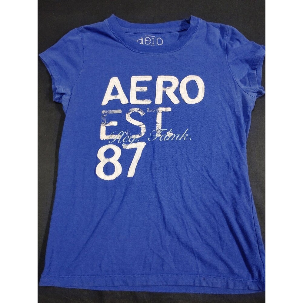 Vintage Aeropostale Royal Blue & white  'AERO EST 87' Graphic Tee